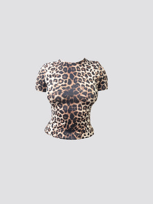 Longline leopard print tee in supersoft