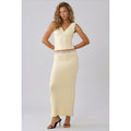 Fashionkilla exclusive double sculpted slinky lace trim maxi skirt co-ord in yellow