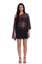 Fashionkilla exclusive sheer sequin mesh asymmetric hem cape top
