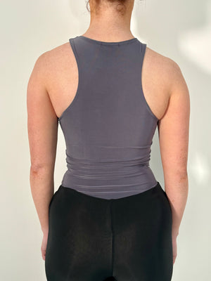 double layer racer neck body CHARCOAL