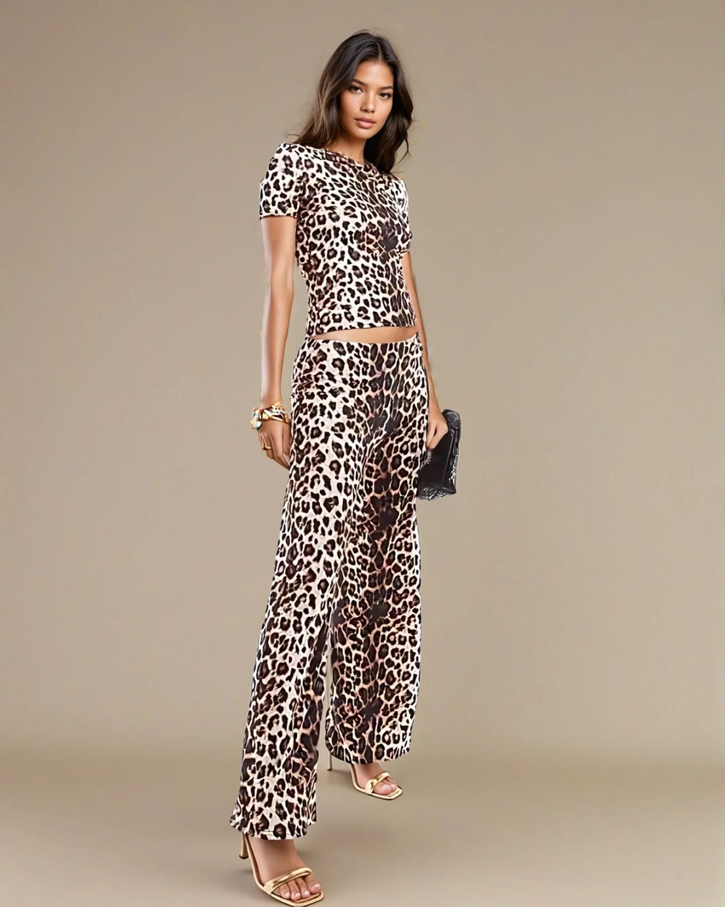 Longline leopard print tee in supersoft