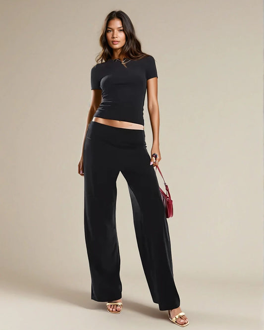 black wide leg trouser in supersoft