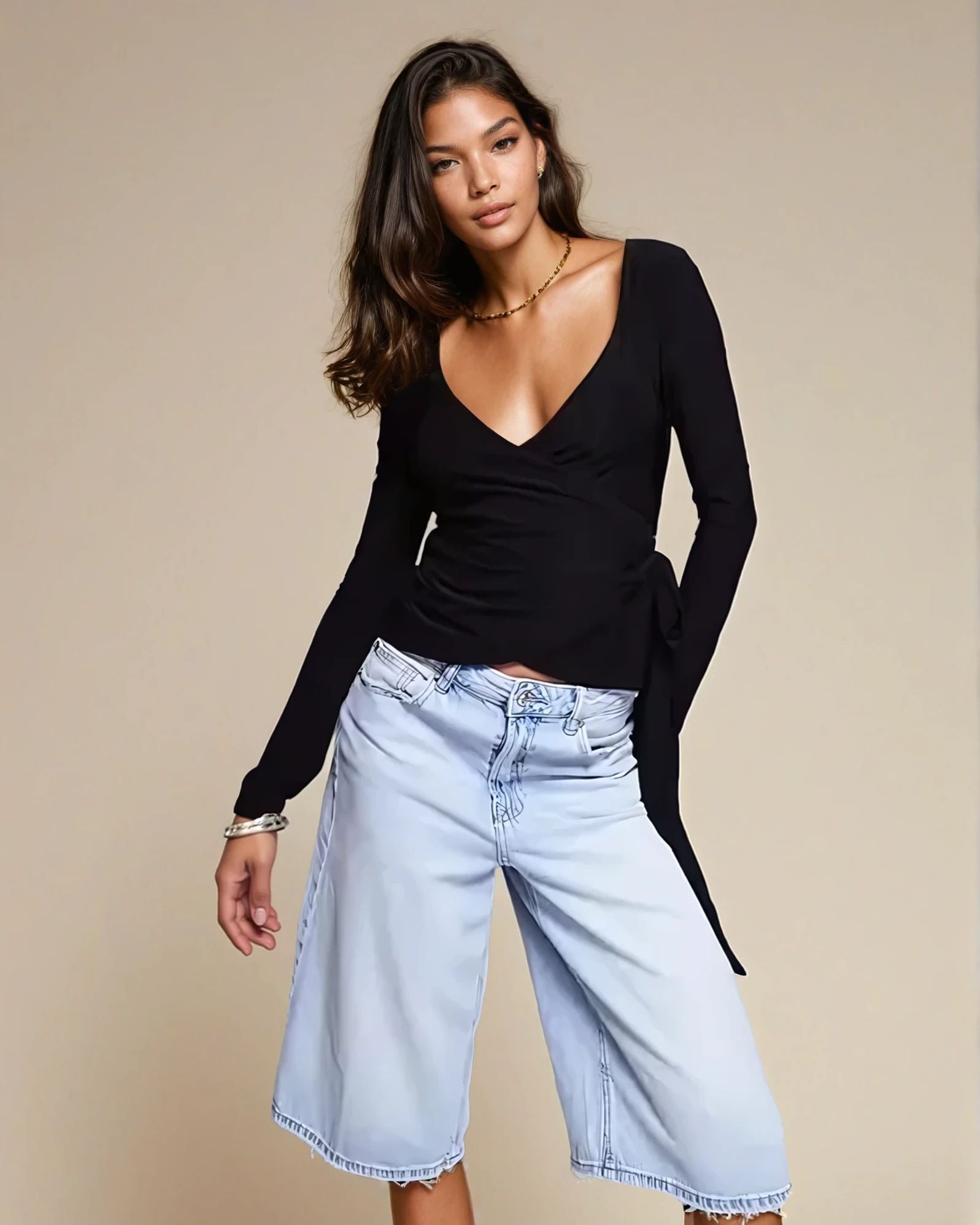 Exclusive Double Sculpted Slinky Ballet Top in Black