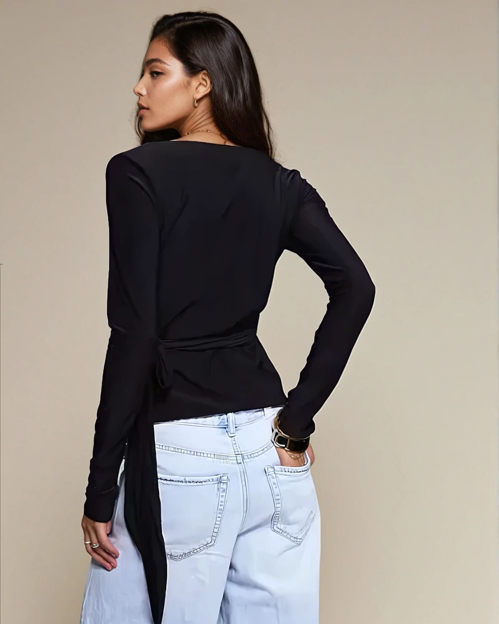 Exclusive Double Sculpted Slinky Ballet Top in Black