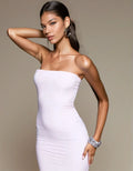 Exclusive Double Sculpted Bandeau Maxi Dress in Baby Pink