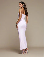 Exclusive Double Sculpted Bandeau Maxi Dress in Baby Pink