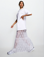 Exclusive Cotton Lace Sleeve Maxi T-Shirt Dress