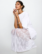 Exclusive Cotton Lace Sleeve Maxi T-Shirt Dress