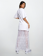 Exclusive Cotton Lace Sleeve Maxi T-Shirt Dress