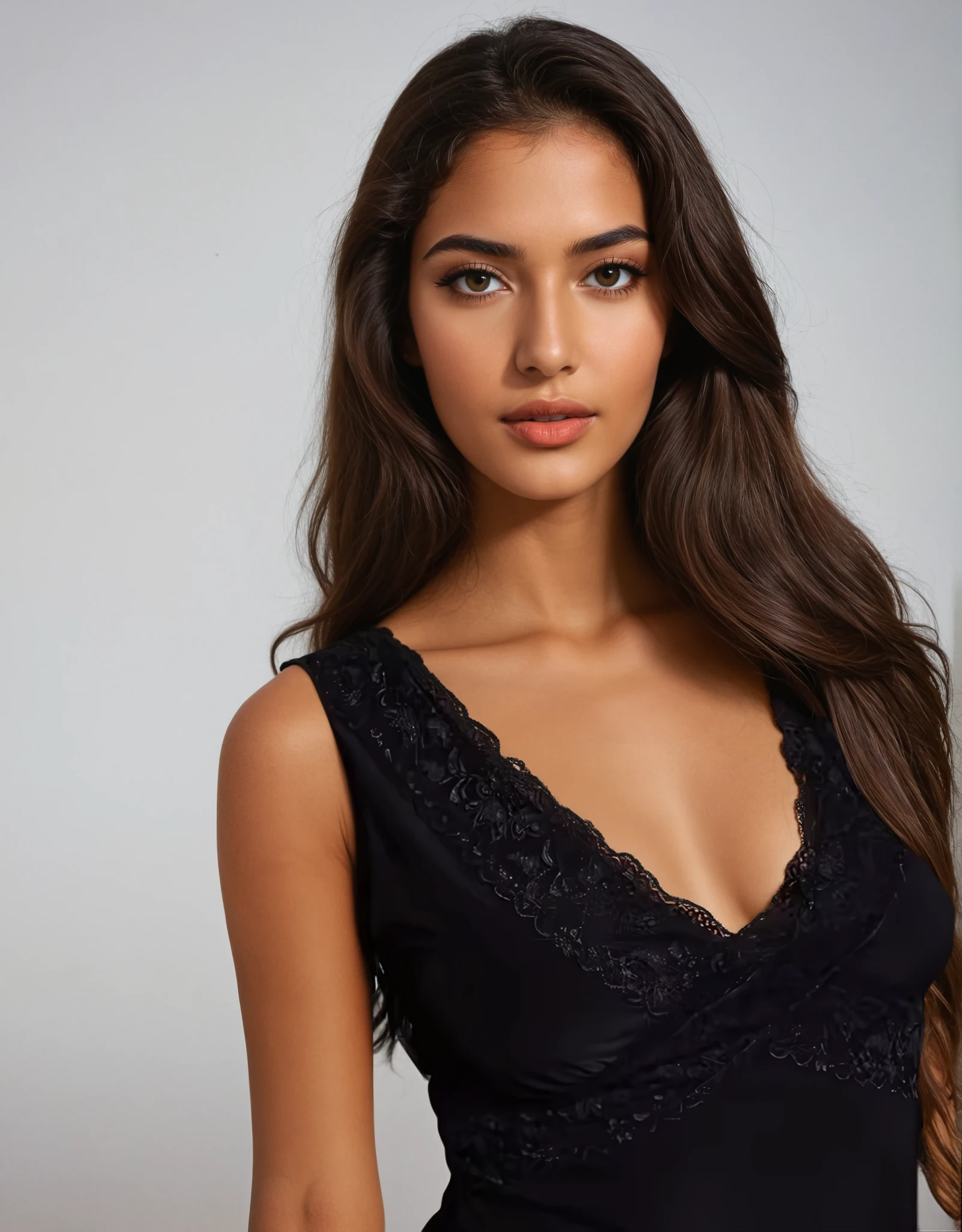 Exclusive Fashionkilla double sculpted slinky lace trim v neck vest top in black