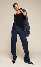 Exclusive Double Sculpted Slinky Asymmetric Knot Front detail Top in Black