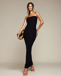 Exclusive Double Sculpted Bandeau Maxi Dress in Black