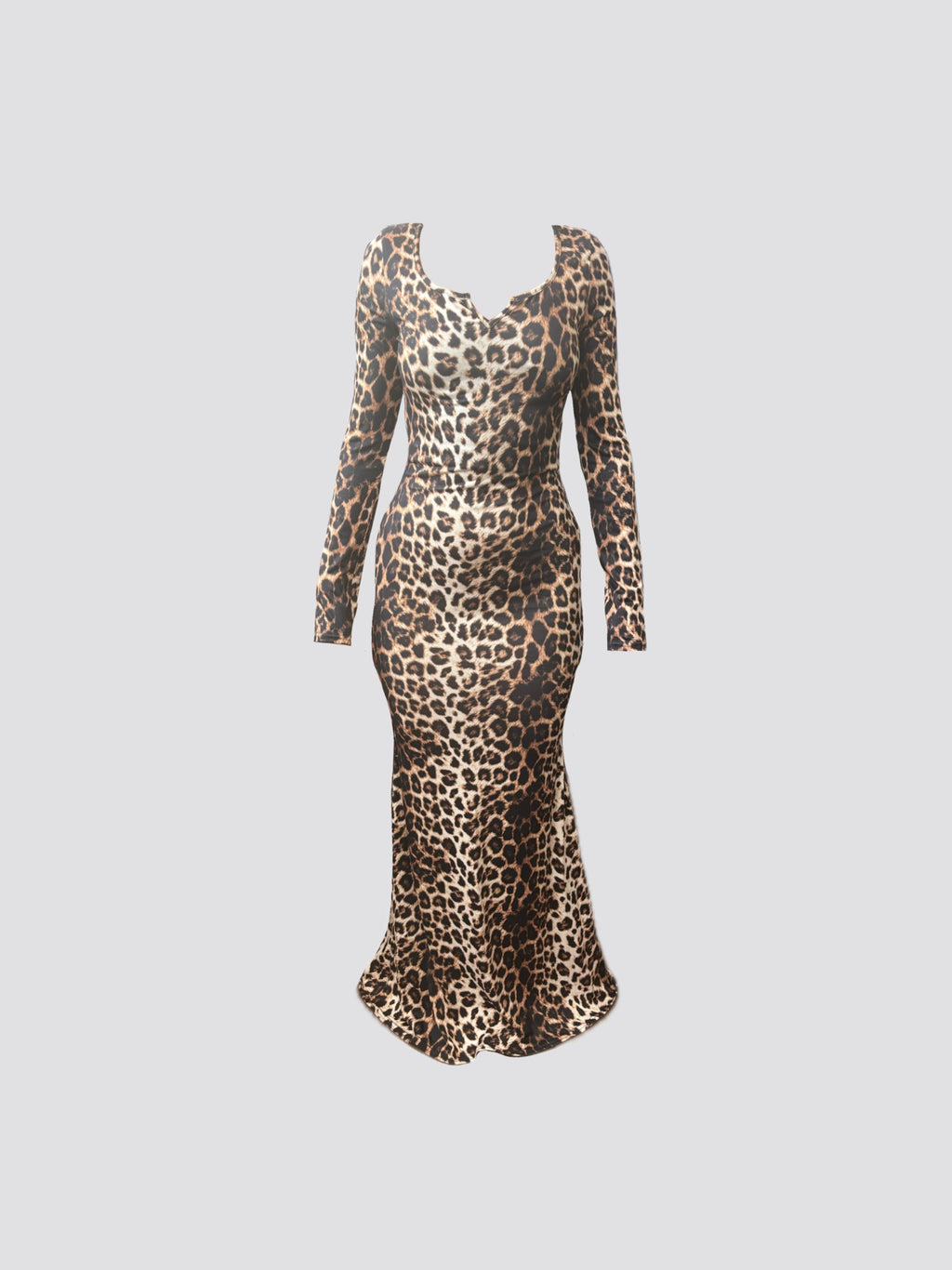 leopard print long sleeve maxi dress in supersoft