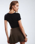 Double Layer Black Lace Trim T-Shirt Crop Top