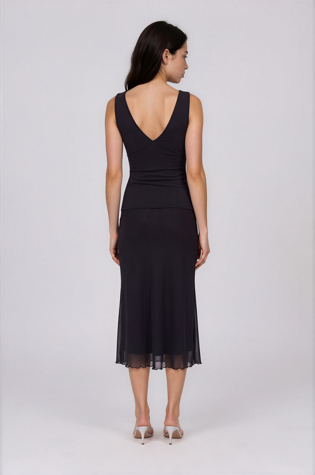 Exclusive Fashionkilla double sculpted slinky lace trim v neck vest top in black