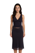 Exclusive Fashionkilla double sculpted slinky lace trim v neck vest top in black