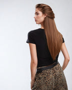 Double Layer Black Lace Trim T-Shirt