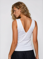 Exclusive Fashionkilla double sculpted slinky lace trim v neck vest top in white