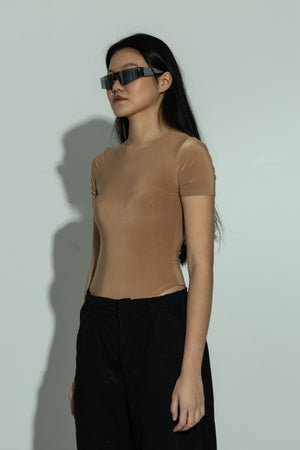 SCULPT double layer t-shirt body camel