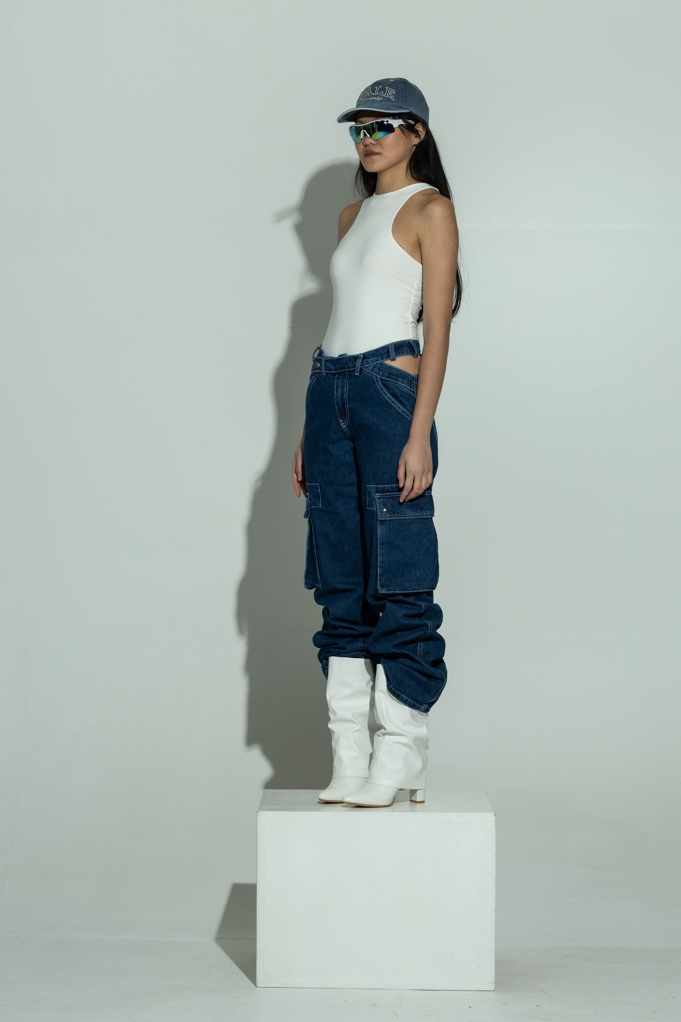 SCULPT double layer racer neck body white