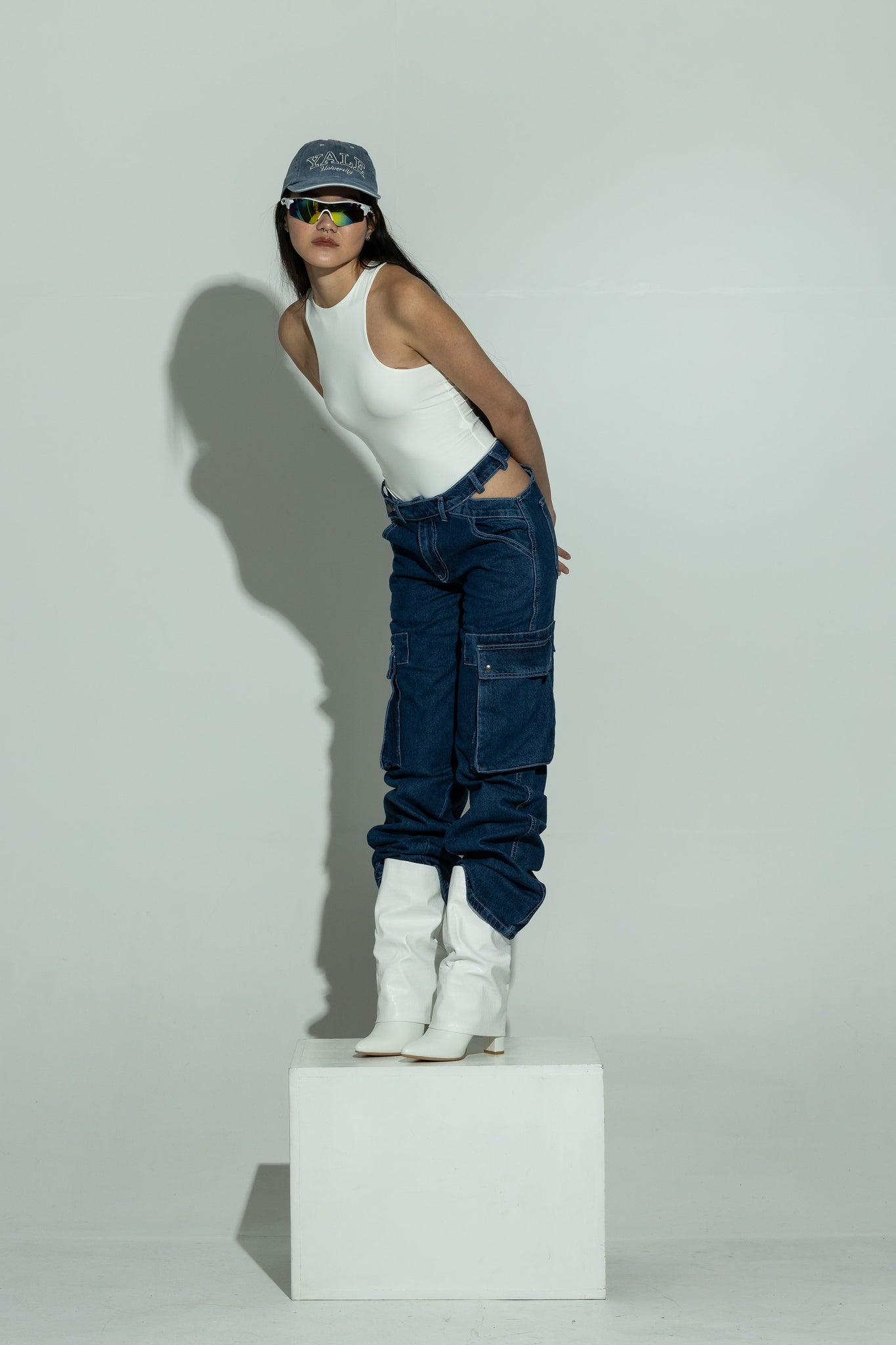 SCULPT double layer racer neck body white