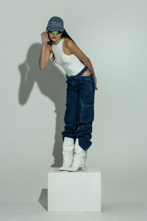 SCULPT double layer racer neck body white
