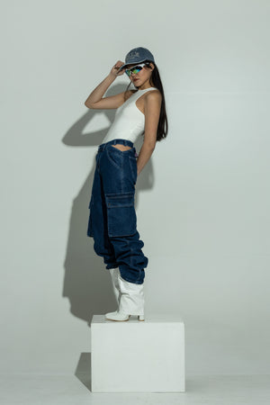 SCULPT double layer racer neck body white