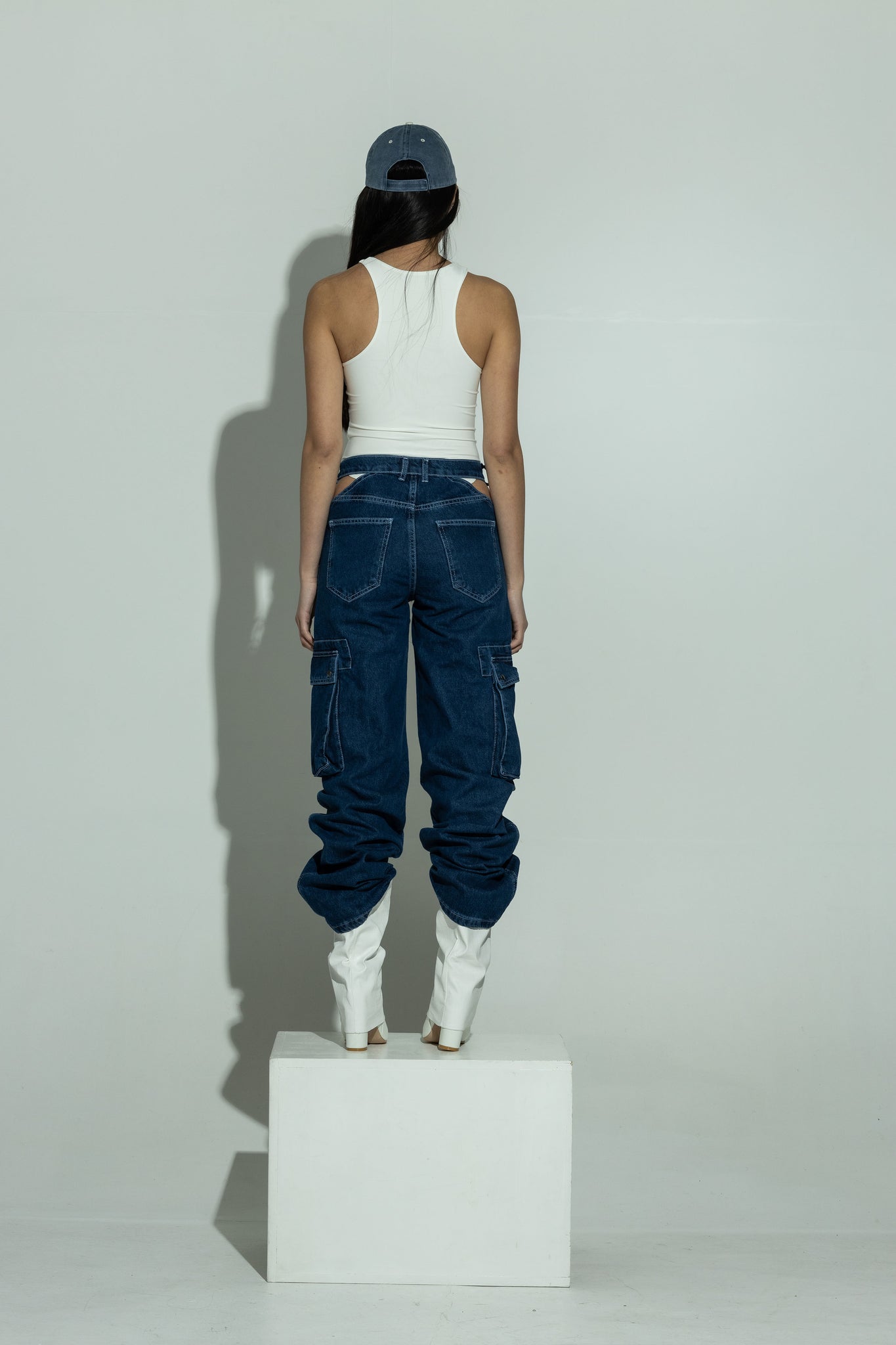 SCULPT double layer racer neck body white