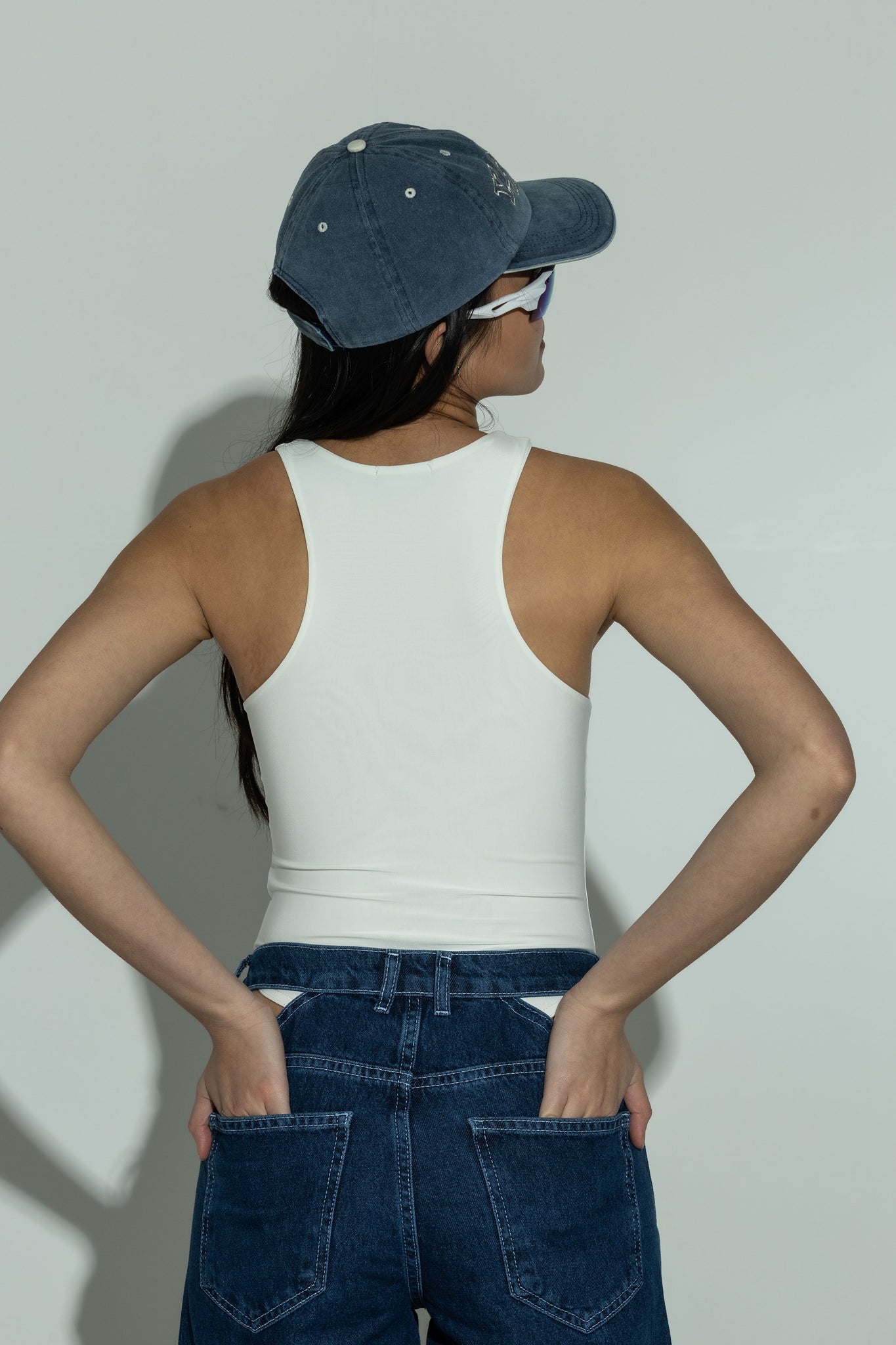 SCULPT double layer racer neck body white