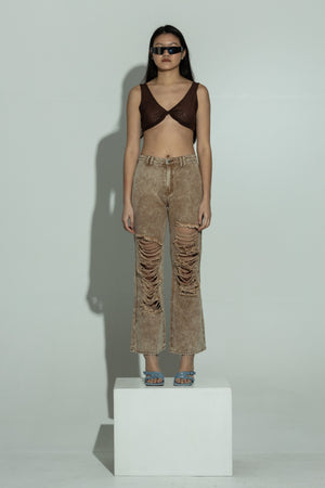 SCULPT chocolate mesh bralet