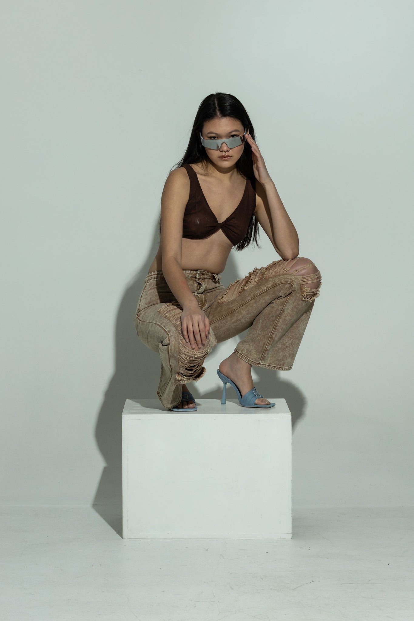 SCULPT chocolate mesh bralet
