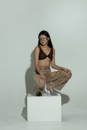 SCULPT chocolate mesh bralet