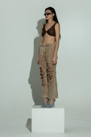SCULPT chocolate mesh bralet
