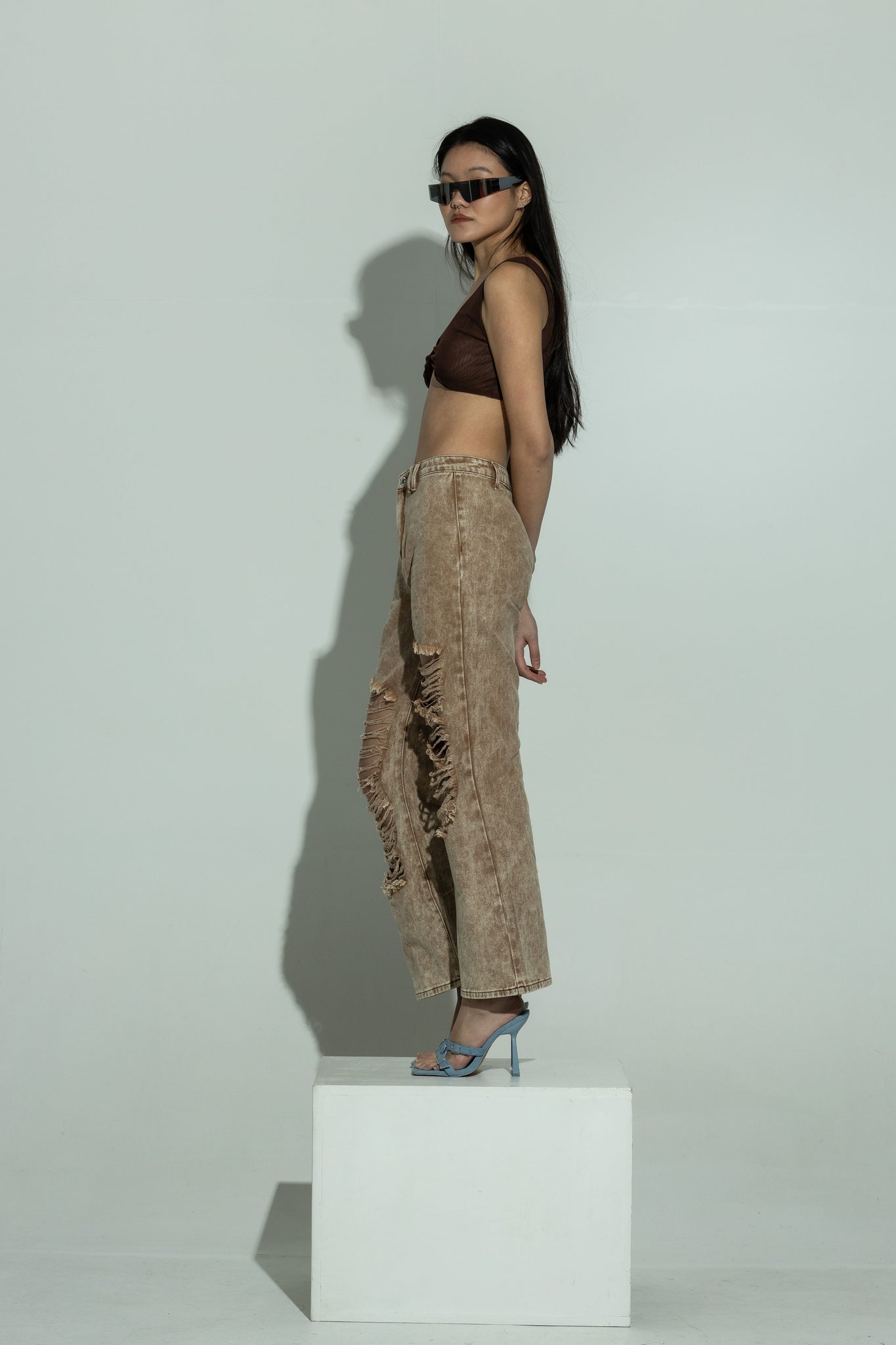 SCULPT chocolate mesh bralet