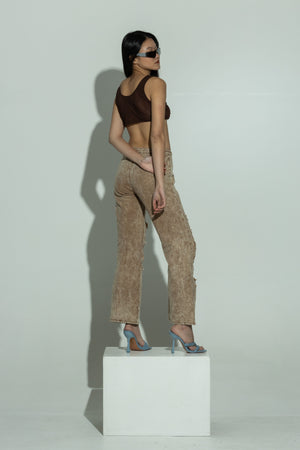 SCULPT chocolate mesh bralet