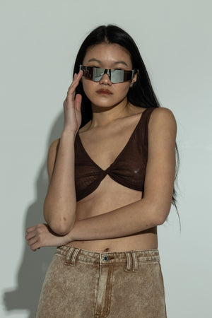 SCULPT chocolate mesh bralet