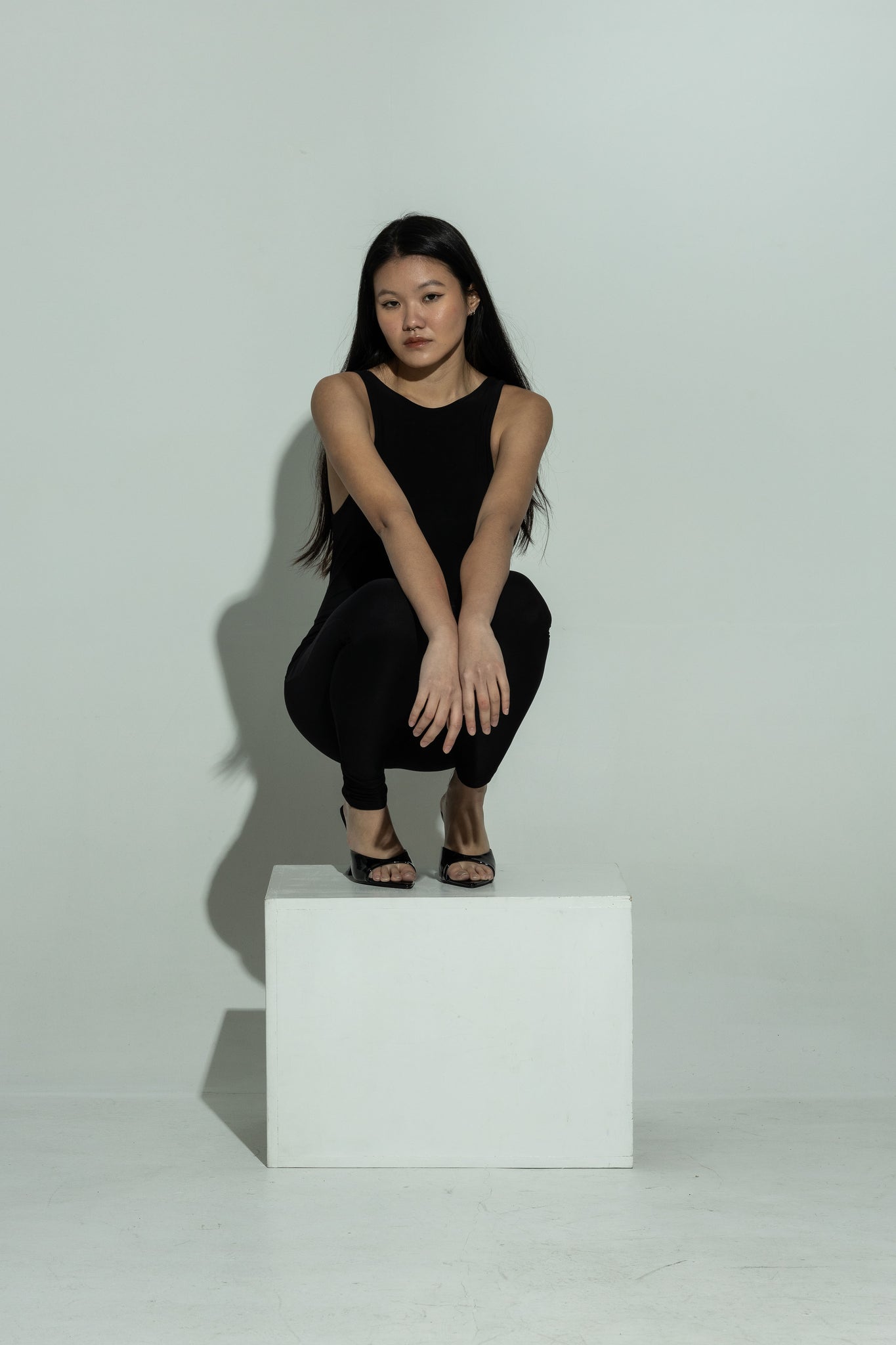 SCULPT double layer racer neck jumpsuit