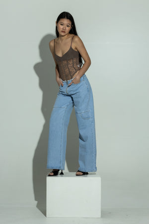 Lace corset body in beige