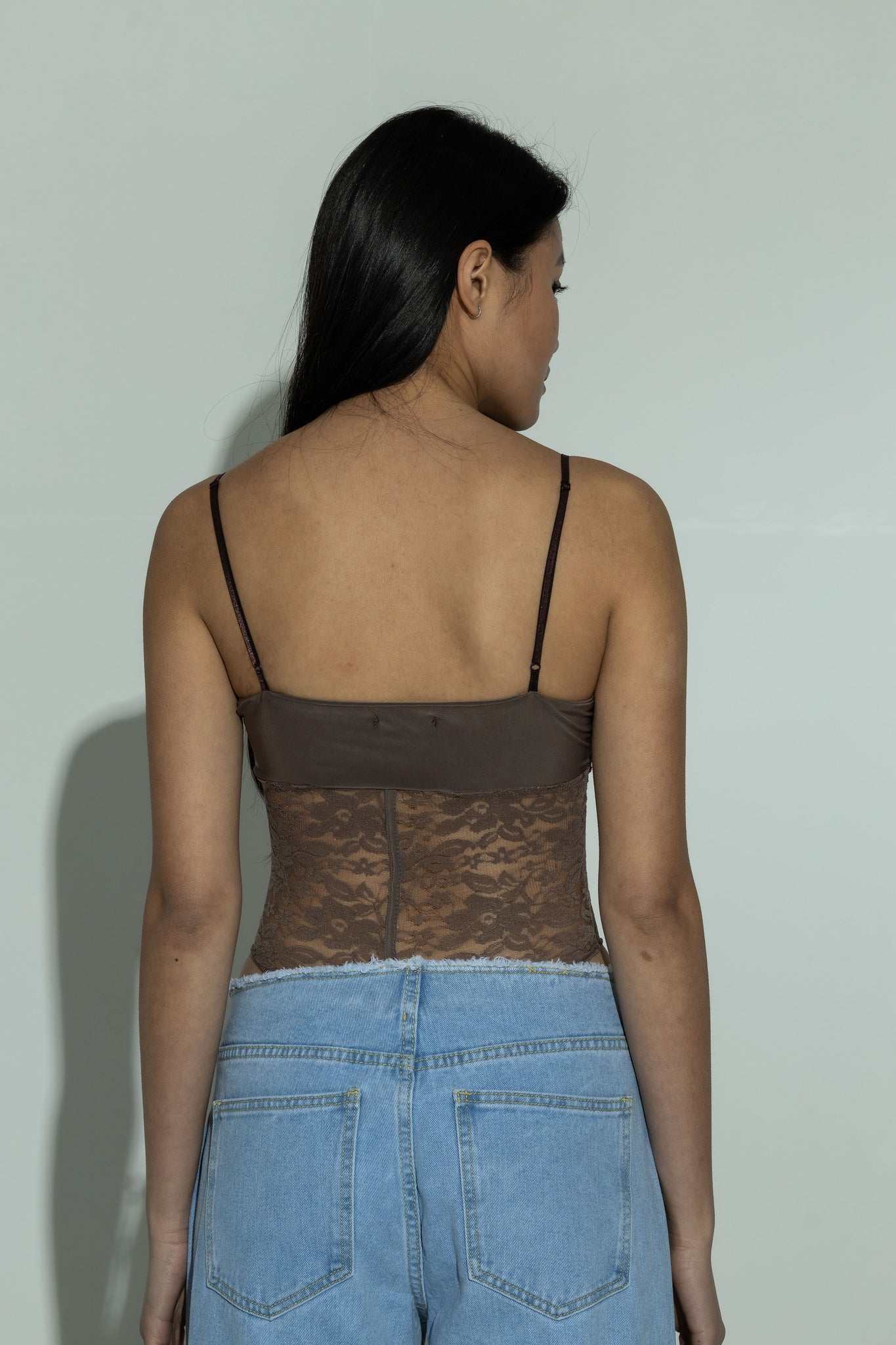 Lace corset body in beige