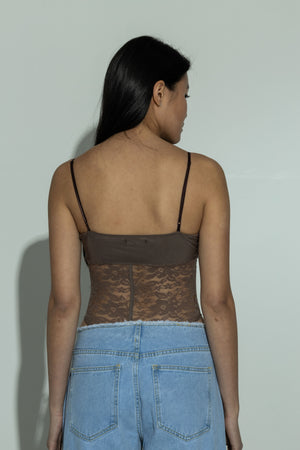 Lace corset body in beige